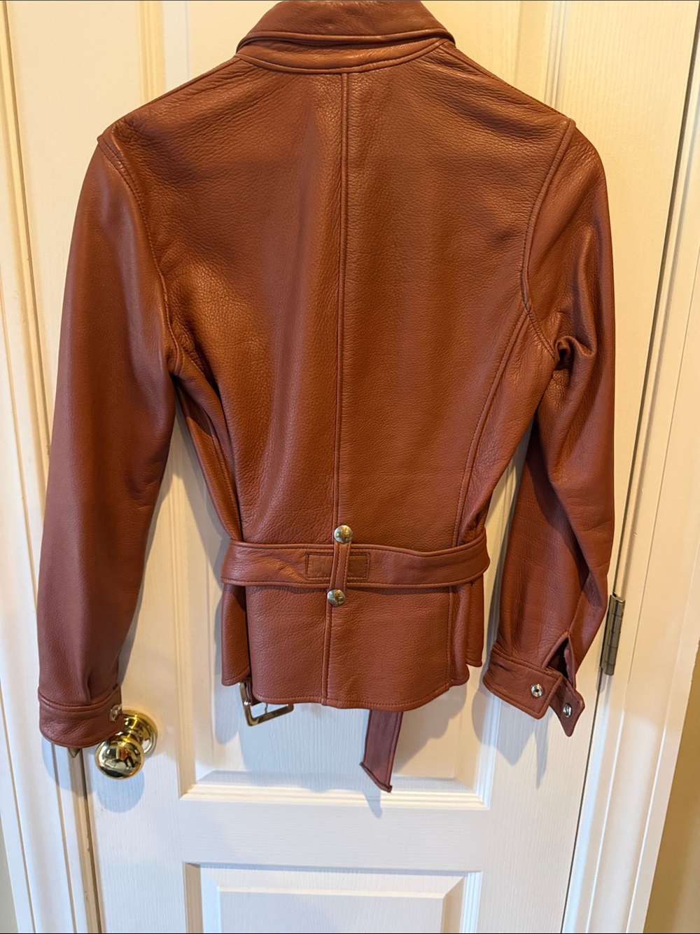 Brown Leather Belted Jacket – - Picture 5 of 7